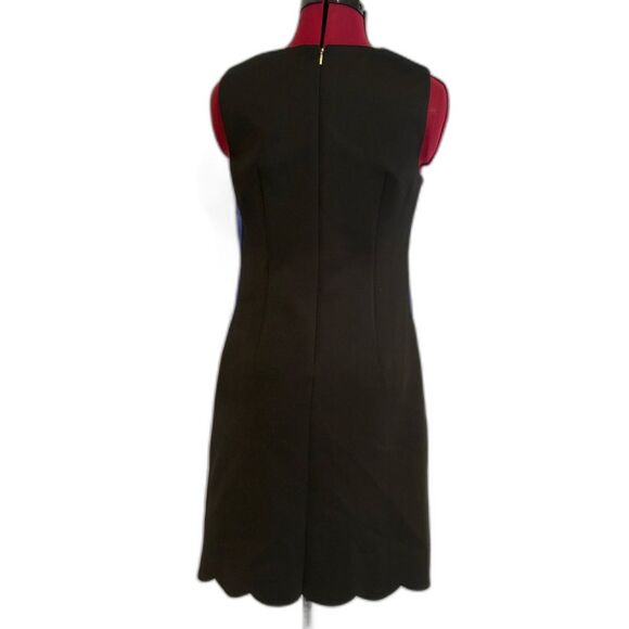 DKNY Scalloped Sheath Dress Woman Size 2 Cream/Blue/Black Color Block Sleeveless - Picture 10 of 12
